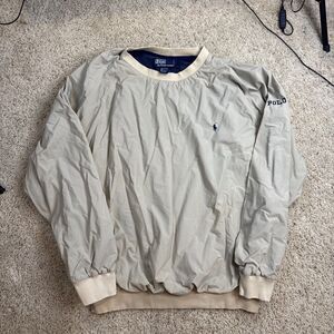 Polo Golf Ralph Lauren Windbreaker Mens Large Beige Long Sleeve Pullover